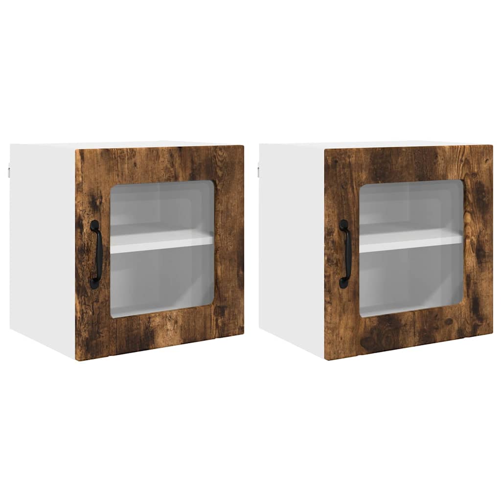Küchenhängeschrank 2 pcs Geräucherte Eiche 40 x 31 x 40 cm